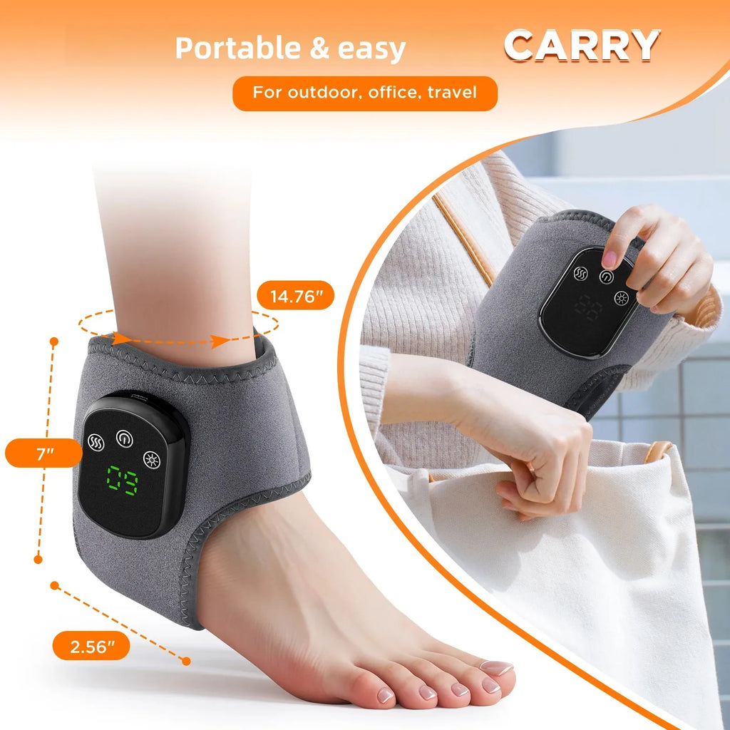 Electric foot hand massager 5-level far-infrared hot compress vibrate heat ankles wrist Guard bracket joint Portable Relax Timer