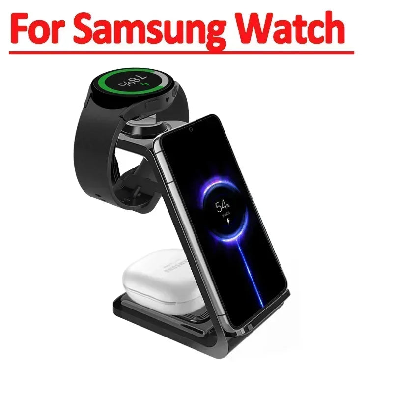 VIKEFON Fast Wireless Charger Stand For iPhone 16-12 Samsung S20 S21 Apple Watch 8/7 Samsung Galaxy 6/5 Charging Station