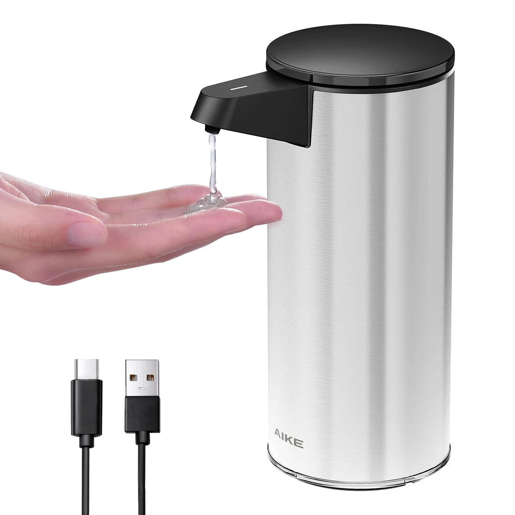 AIKE Automatic Kitchen Detergent Dispenser Durable Stainless Steel USB Rechargeable Smart Soap Dispenser Liquid Electric Pump