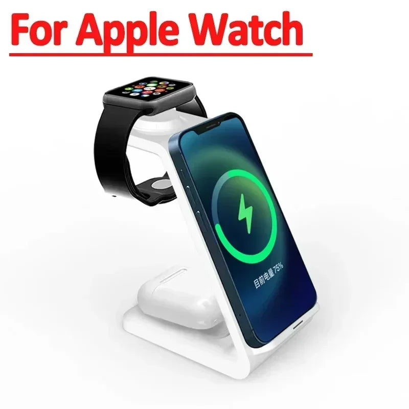 VIKEFON Fast Wireless Charger Stand For iPhone 16-12 Samsung S20 S21 Apple Watch 8/7 Samsung Galaxy 6/5 Charging Station