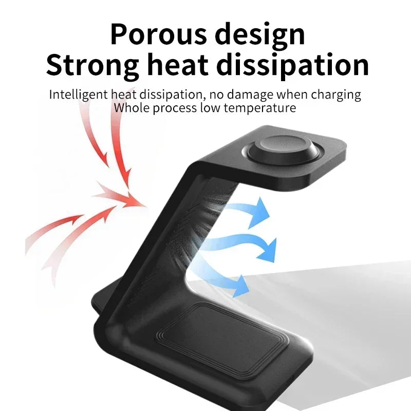 VIKEFON Fast Wireless Charger Stand For iPhone 16-12 Samsung S20 S21 Apple Watch 8/7 Samsung Galaxy 6/5 Charging Station