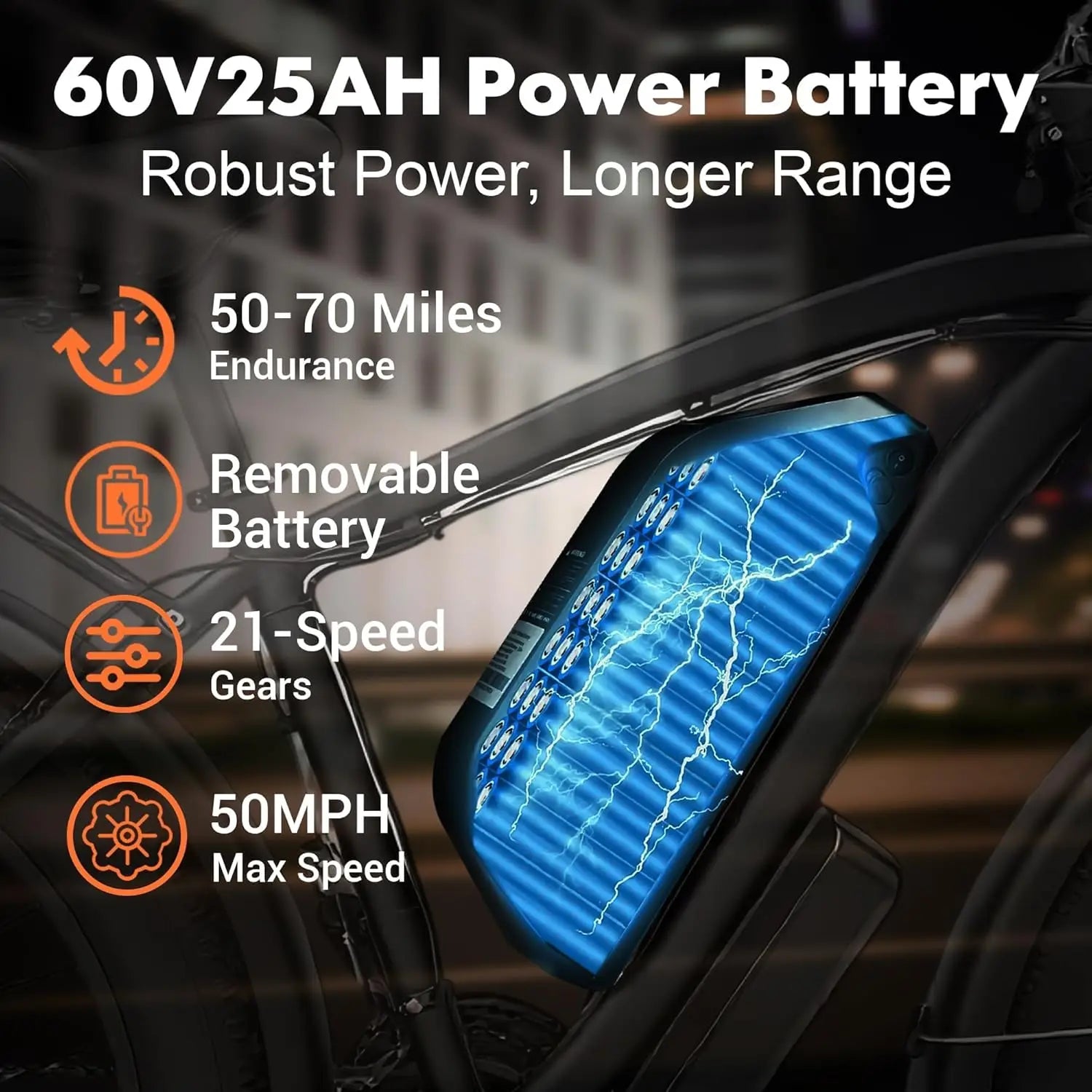 NOVA X1 6000W Peak Dual Motor Electric Bike for Adult, 50MPH with 60V25AH Battery, 26" Fat Tire Electric Bicycle for All Terrain