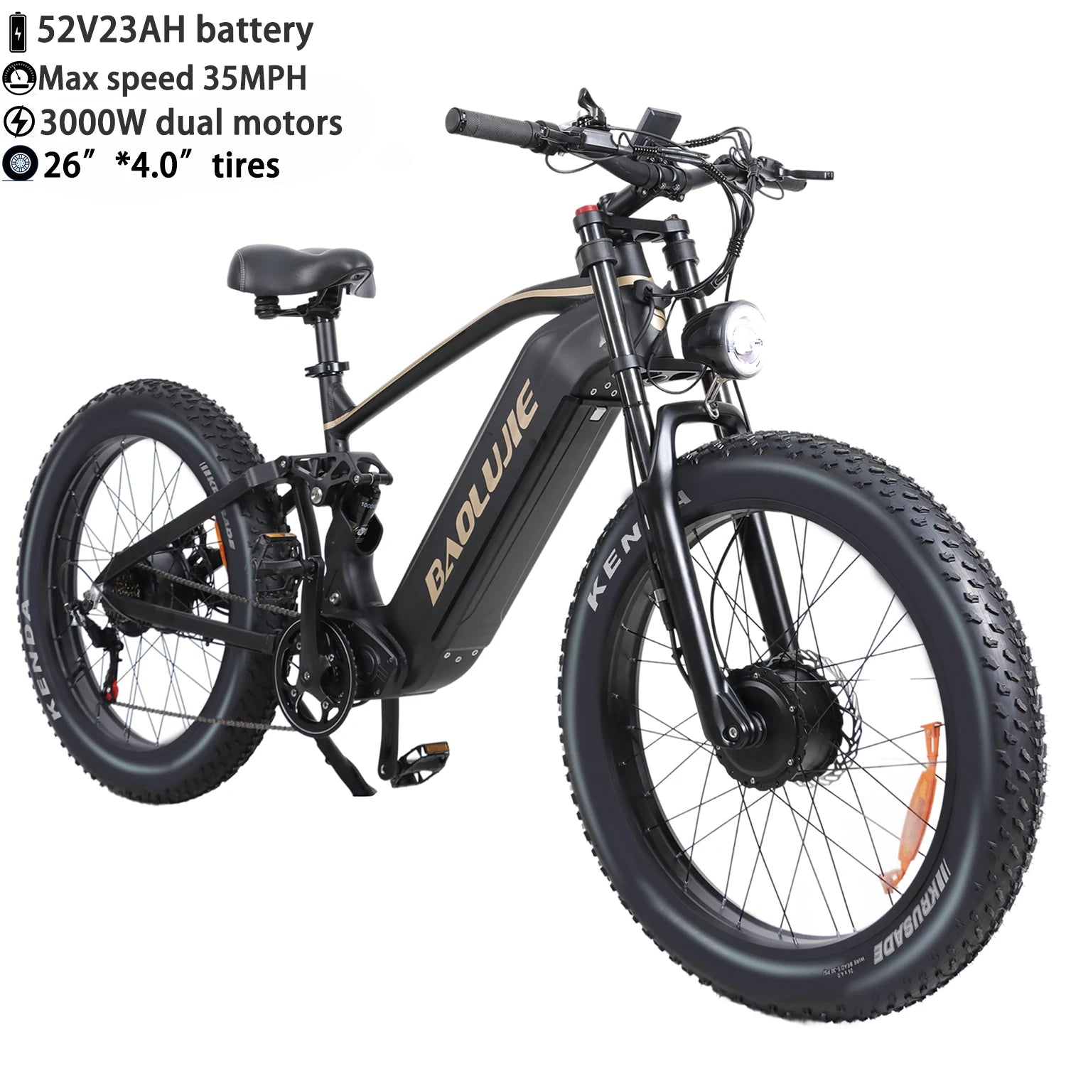 BAOLUJIE Adult Electric Bicycle Peak 1500W/5000W Motor 48V/52V/60V Battery Mountain Bike Electric Bike Fat Tire E bike off-road